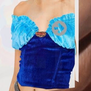 OMIGHTY velvet off the shoulder crop top